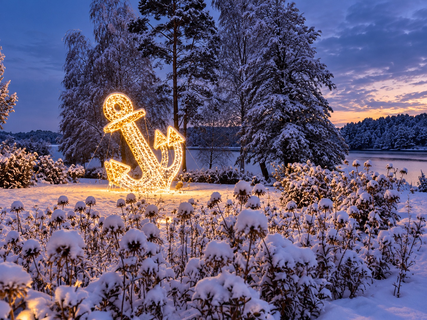 Maritimer 3D-Leuchtanker als dekoratives Element für Winter- und Weihnachtsbeleuchtung